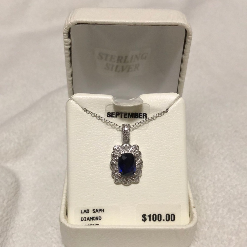 Sterling silver sapphire necklace